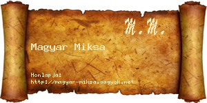Magyar Miksa névjegykártya